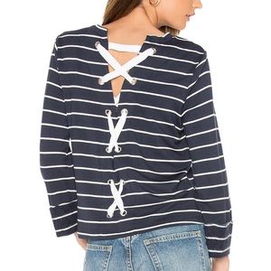 NWT- SPLENDID Dune Stripe Lace Up Back Top -Large